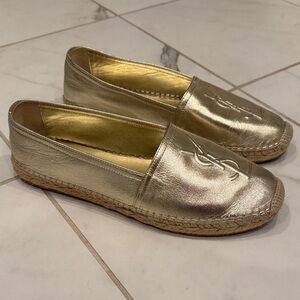 Yves Saint Laurent Metallic Gold Espadrilles
